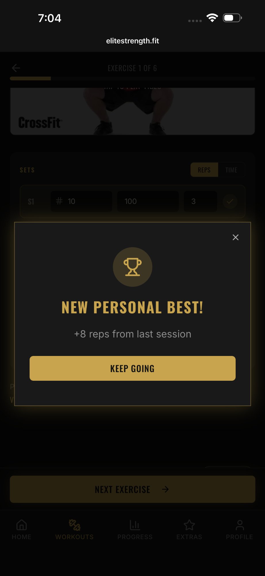 Elite Strength System personal best celebration